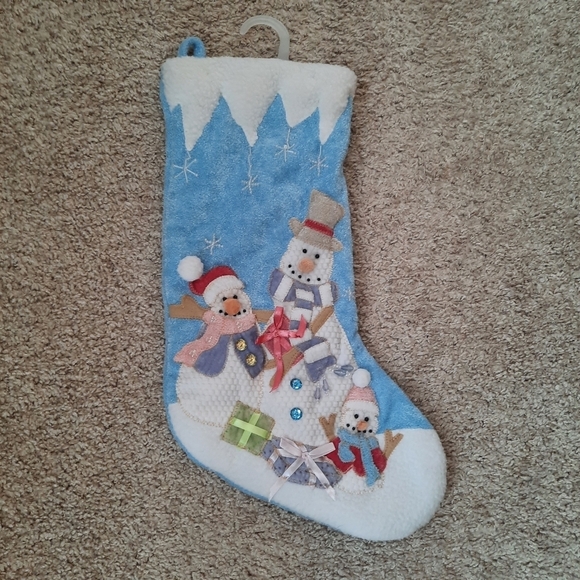 NWOT Crystal Snow decorative Christmas holiday winter snowmen hanging stocking - Picture 2 of 10